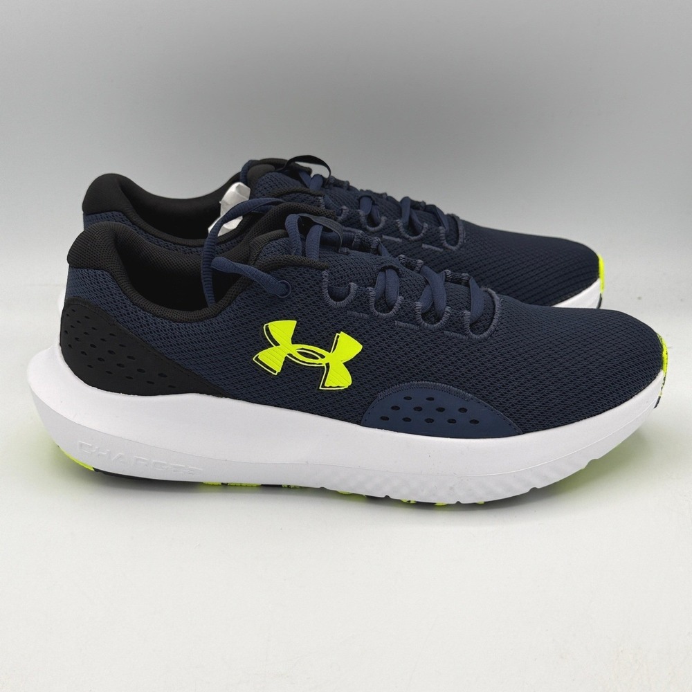 Under Armour Charged Surge 4 Shoes Mens 9 Navy Blue Neon 3027000-404